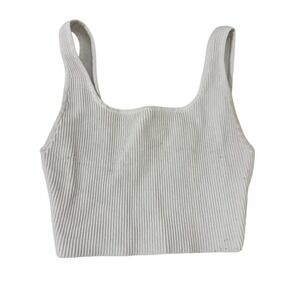 Aritzia‎ Babaton White Ribbed Cropped Tank Top Small Sleeveless Knit Basic